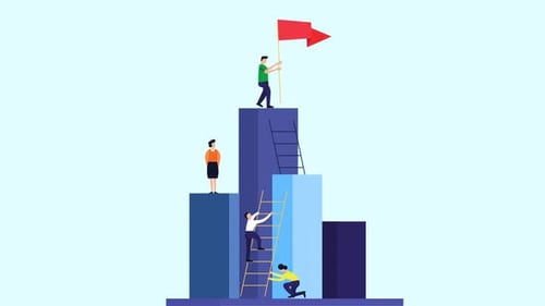Geschäftsmann führt das Unternehmen zum Top-Business-Leadership-Konzept