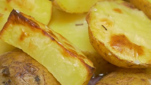 Close Up of Golden Roasted Potatoes