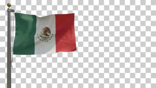 Mexican Flag Waving with Alpha Channel