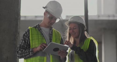 Engineers Using Tablet at Construction Site