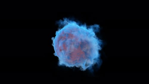 Abstract Swirling Blue Smoke and Red Core Animation