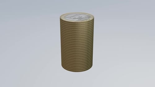 Savings concept. Stack of coins. 1 Euro.