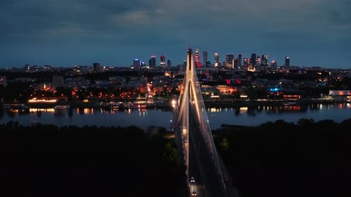 Aerial Panoramic Drone Shot of Warsaw City Cityscape