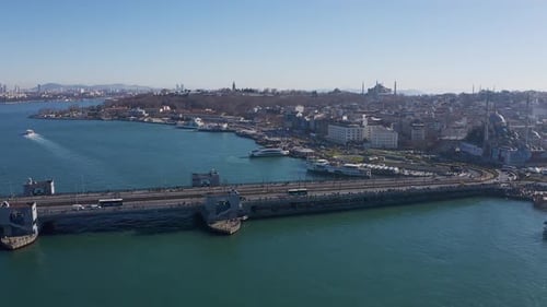 Istanbul Galata Bridge Aerial View