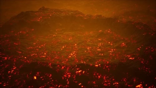 Campos de lava y colinas en Active Volcano