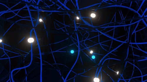 Surreal Optical Fiber Lines Blue Dots