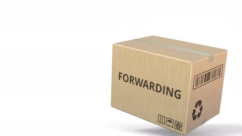 FORWARDING Text on a Warehouse Carton
