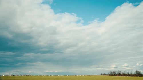 Dramatic Sky Before Storm Rain Above Rural Landscape Field Meadow