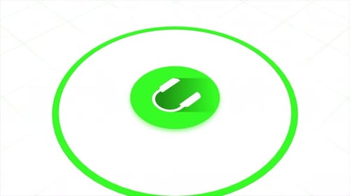 Animated Headphones Icon with Spinning Green Circles Reveal