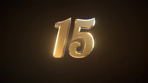 3D-Countdown, goldverchromt, von 20 auf 0