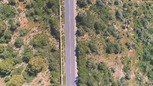 Empty road among green rocky terrain