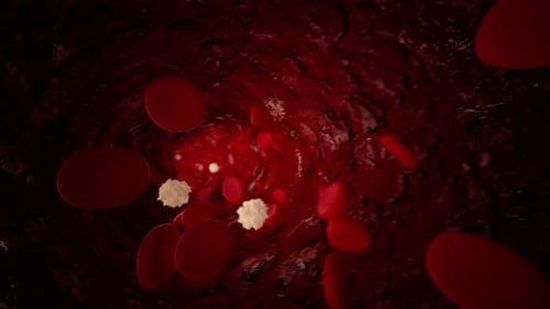 Animated Blood Cells Flow Through Vein