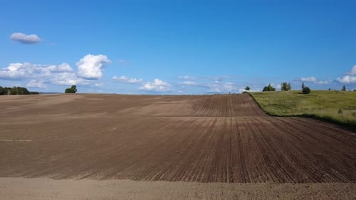 Plowed field, shooting from steadicam