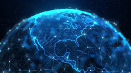 Planet Earth Big data 3d Global network connection Binary code globe rotating