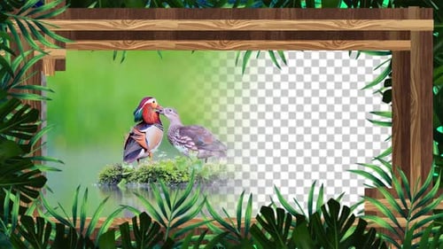 4k Wooden Frame With Green Leaves Loop