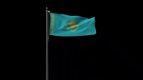 Realistic Kazakhstan Flag Waving Loop Animation