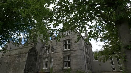 Stone building and trees