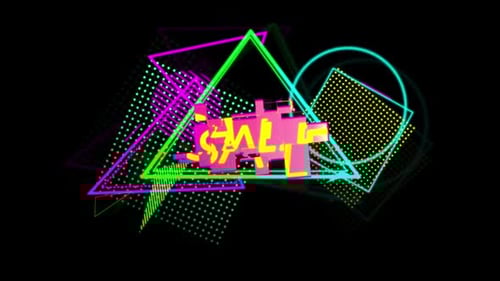 Retro Neon Geometric Shapes Abstract Animation