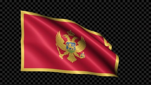 Animated Waving Flag of Montenegro with Alpha Channel