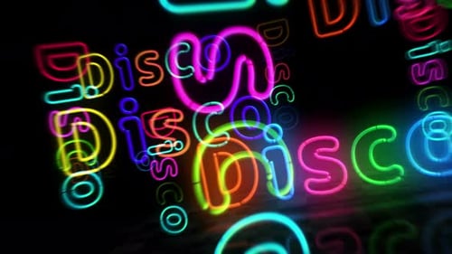 Animated Glowing Disco Neon Text Background Loop