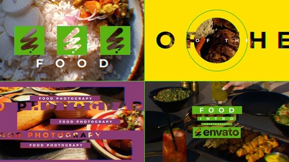 Energetic Food Channel Intro with Glitch and Geometric Graphics ...