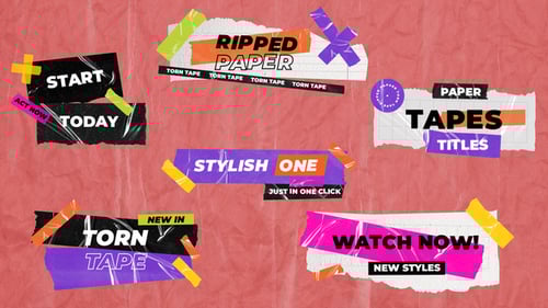 Grunge Style Titles with Torn Paper and Scotch Tape Accents