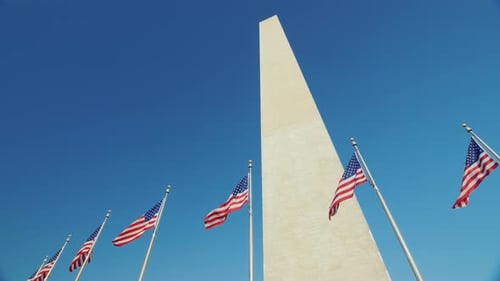 Washington Monument in the Background of a Clear Blue Sky