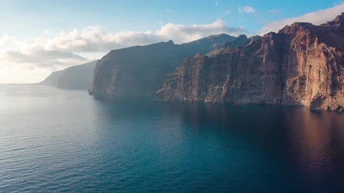 Aerial Hyperlapse of Los Gigantes Cliffs on Tenerife, Canary Islands, Spain