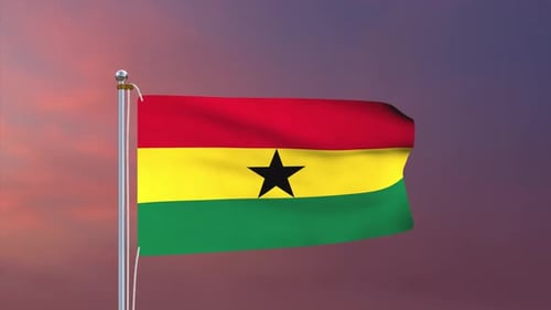 Ghana Flag Waving Animation with Realistic Fabric Motion