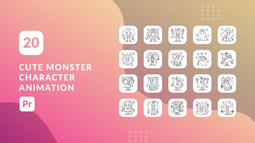 Cute Monster Animated Icons | Premiere Pro MOGRT