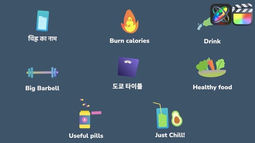Íconos y títulos de estilo de vida saludable para FCPX