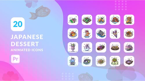 Japanese Dessert Animated Icons | Premiere Pro MOGRT