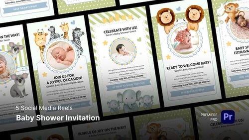 Social Media Reels - Baby Shower invitation Premiere Pro Templates