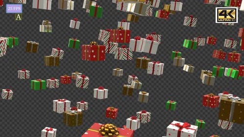 Falling Christmas Gift Boxes Animation with Alpha Channel