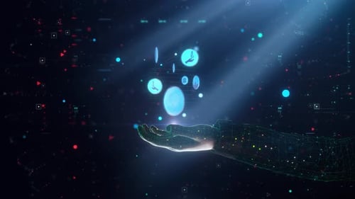 Presentación de mano de tecnología digital Íconos de Esg