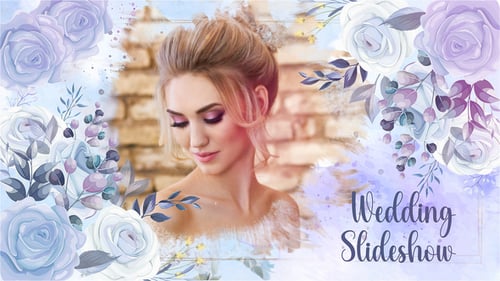 Elegant Floral Watercolor Wedding Photo Slideshow