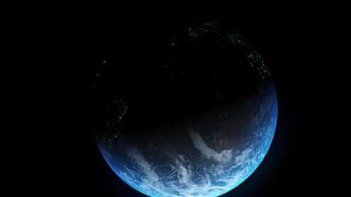 Rotating Earth with City Lights Animation