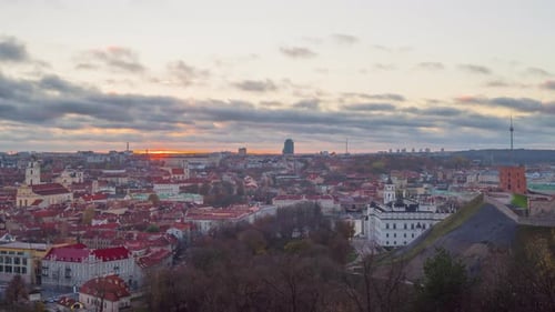 Sunset over old Vilnius, Lithuania