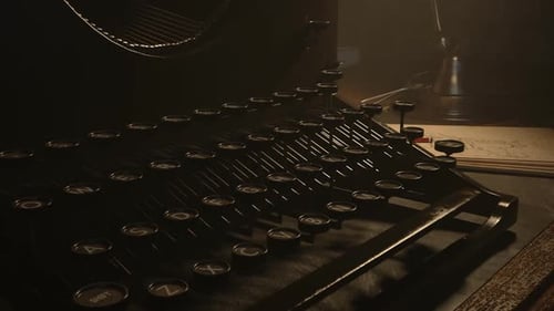 The vintage typewriter. Machine was used to create documents letters and books.