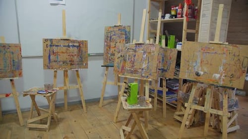 Artist Easels in a Bright Studio