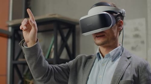 Young Adult Using Virtual Reality Headset