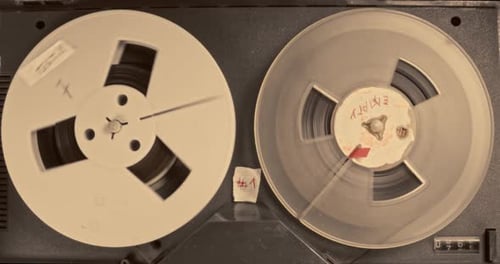 Vintage Reel to Reel Player Spins Tape