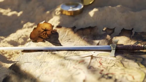 Animated Pirate Treasure Map and Gold Chest Discovery