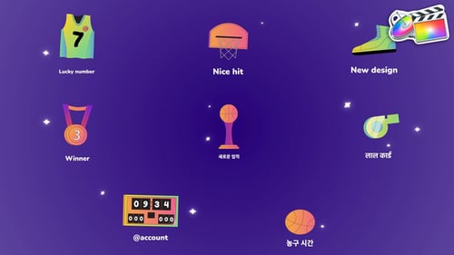 Basketball Sport Icons And Titles for FCPX