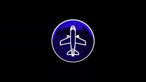 Futuristic 3D Rotating Airplane Icon Loop