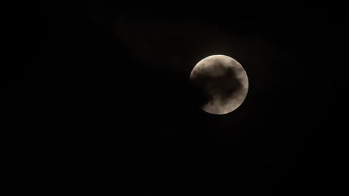 Full Moon Shining in the Dark Night Sky