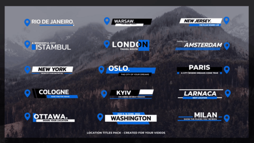 Modern Animated Location Titles Pack for Travel Videos and Vlogs