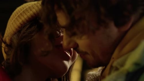 Couple Embracing, Kissing at Night