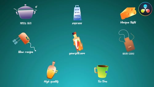 Küchen-Icons und -Titel für DaVinci Resolve