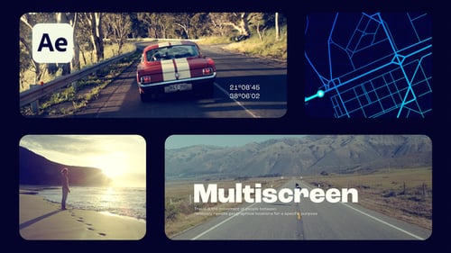 Dynamic Travel Slideshow with Multi-Screen Layout and Animated Maps